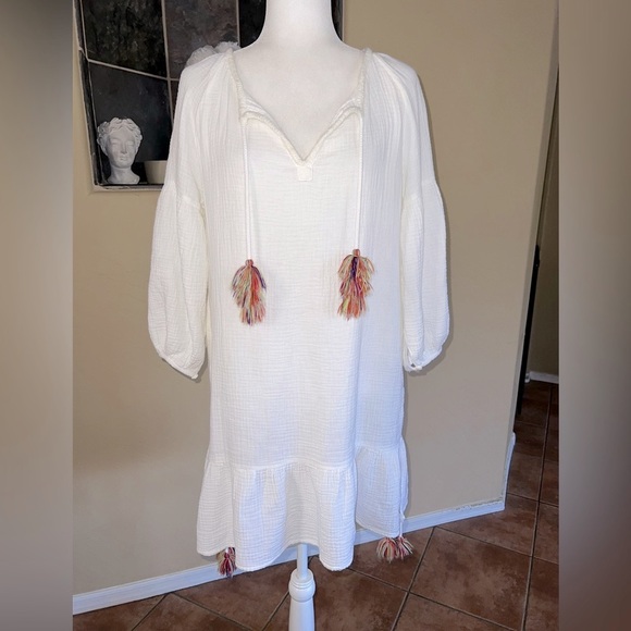Anthropologie Sundays Flounced Tunic Dress in Coconut Milk Size 2 - Picture 5 of 11